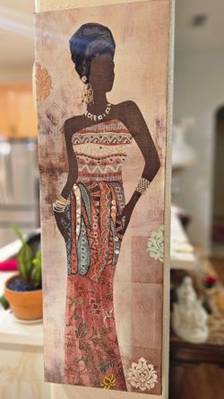 3d textured African lady canvas painting , art