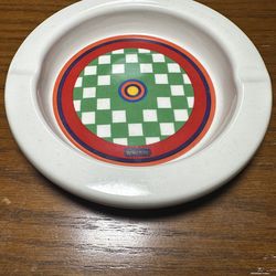 Rare 6" Peter Max Iroquois China Ashtray - Green Opticon Checkerboard - Near Mint