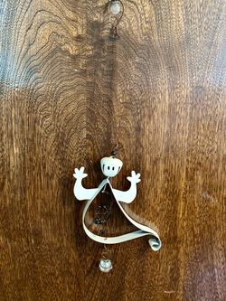Vintage Halloween Metal & Marble Jingle Bell Ghost Bouncy