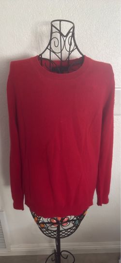 Tahari 100% Cashmere Red Crewneck Knit Sweater
