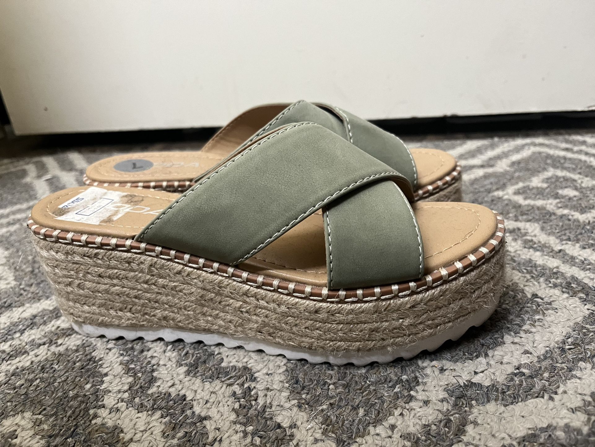 Green Wedge sandals