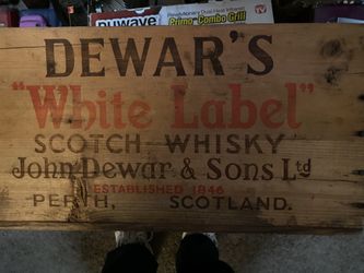 Dewars White Label Vintage Antique Wood Box