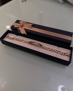14K Solid Gold Figaro ID Bracelet • 25 Grams • Stamped 14K