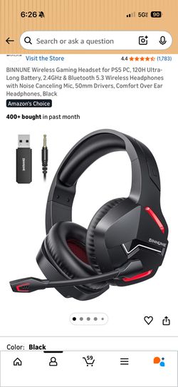 Wireless Gaming Headset for PS5 PC, 120H Ultra-Long Battery, 2.4GHz & Bluetooth 5.3 Wireless Headphones with Noise Canceling Mic, 50mm Drivers, Comfor