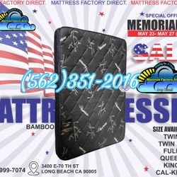 Bamboo Black Mattress With Boxspring Bed Set Queen Size