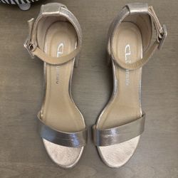 Gold Shimmer sandal heels lace up