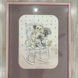 Cute Vintage Teddy Bear Framed Picture
