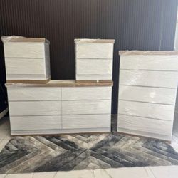 Dresser, Chest And 2 Nightstands - Cómoda, Gavetero Y 2 Mesitas De Noche 