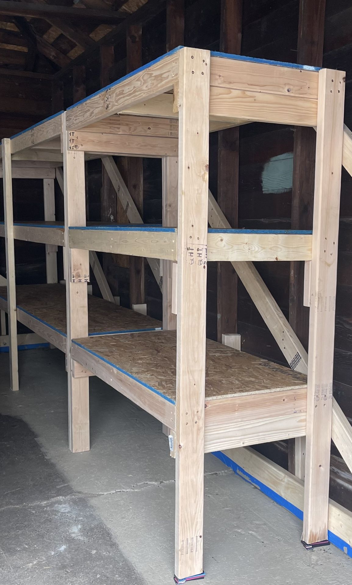 ALWAYS AVAILABLE. Delivery w/ Setup. New, Handbuilt Storage Shelves / Rack for Garage, Steel Building, & Pole Barn