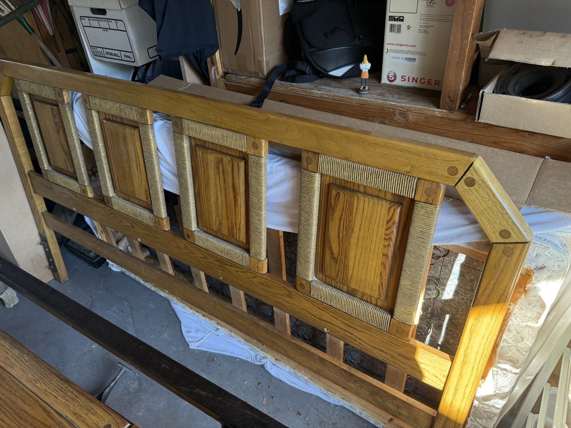 Oak Queen Size Headboard, Two Night Stand. 