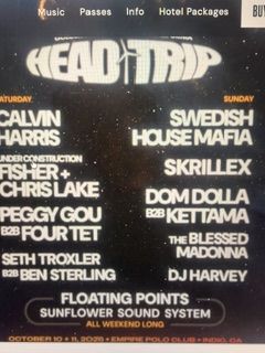 Head Trip Festival VIP Passes/Wristbands for Saturday and Sunday