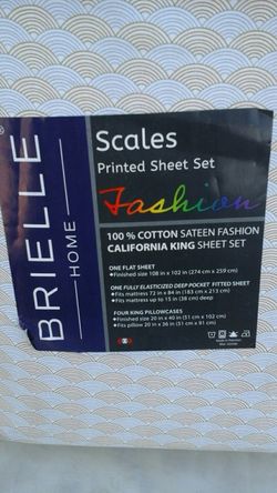 Brielle Home 6 pc Sheet Set 100 % Cotton Sateen Fashion Cal King in size, Printed in color