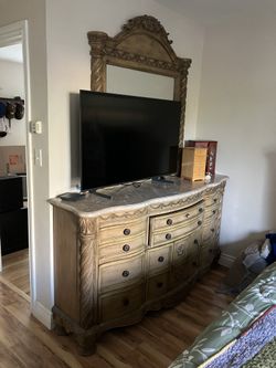 Ashley Dresser With Mirror With Stone Top