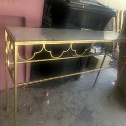 Gold mirror table