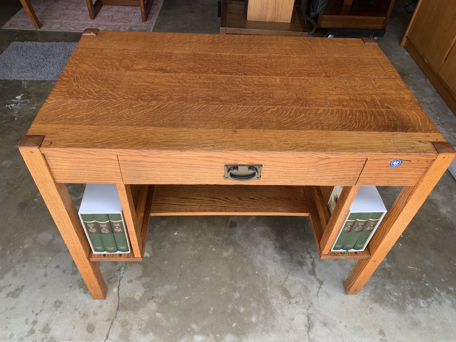 ***Quartersawn oak Mission style desk”