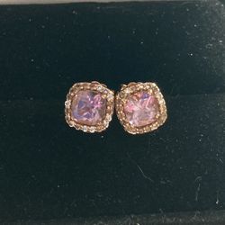 Rose Gold Plated Sterling Silver Amethyst Earrings