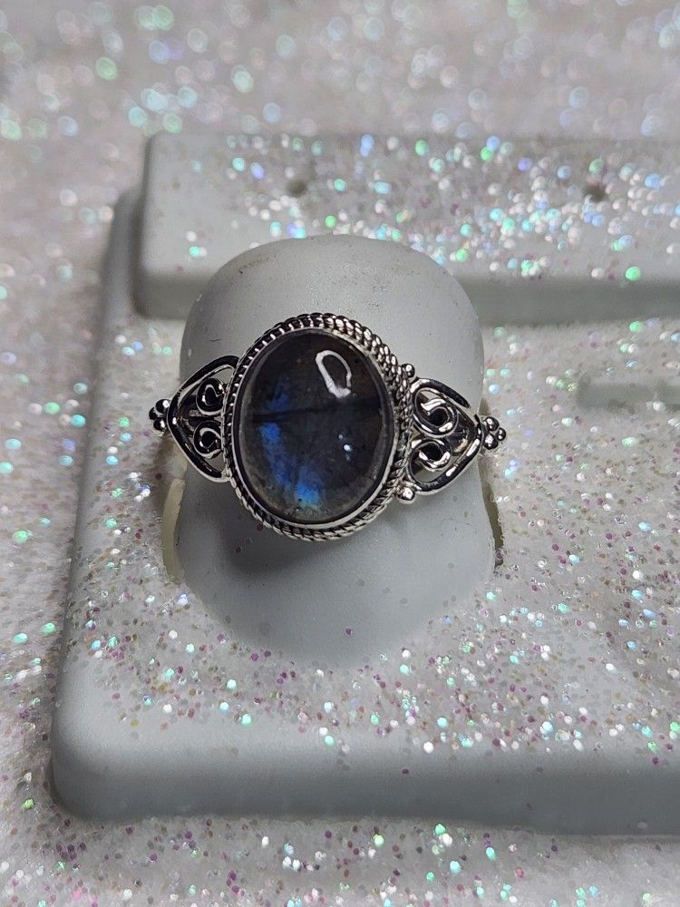 Natural Labradorite Ring Jewelry 925 Sterling Silver Size 9