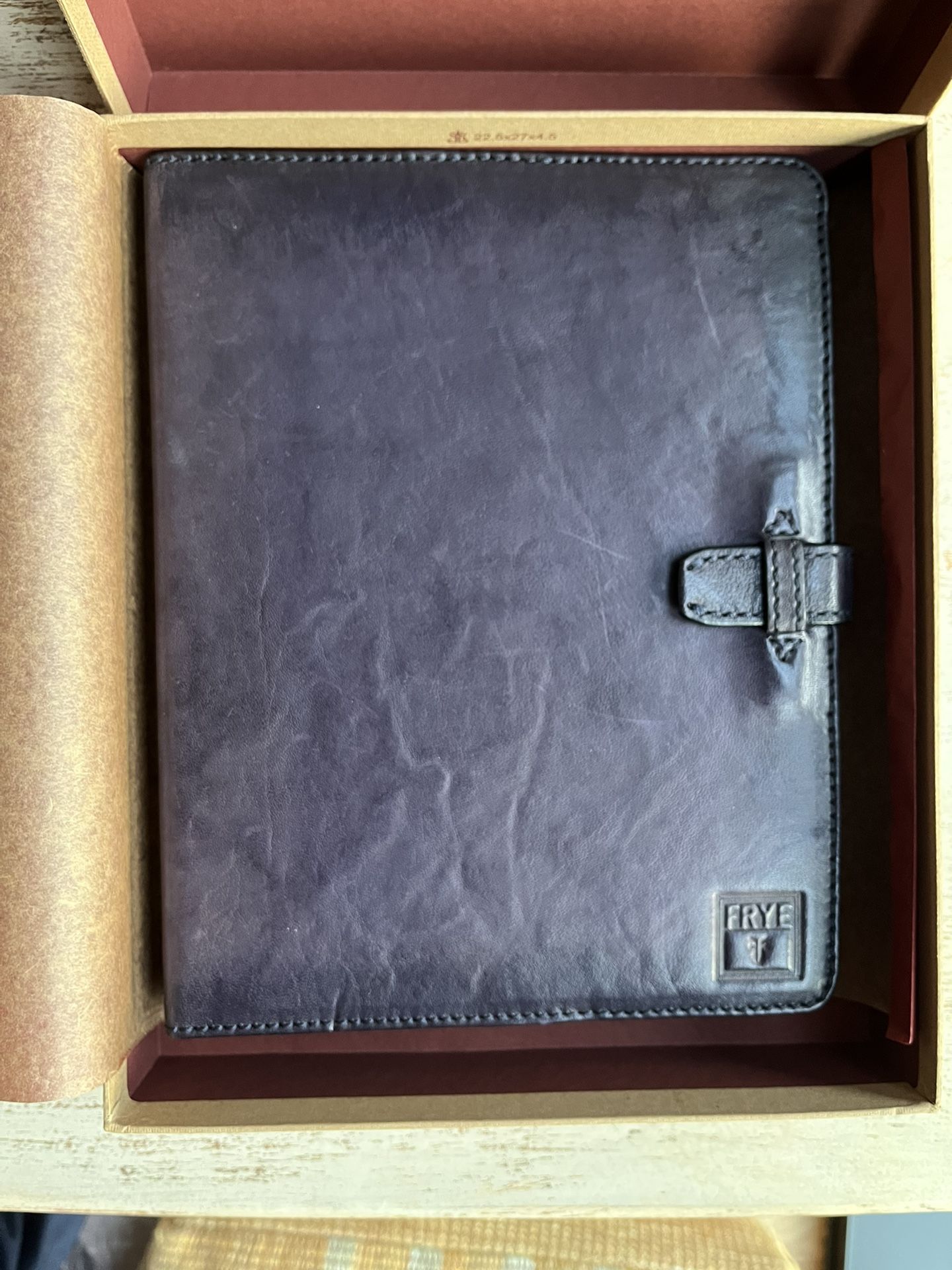 FRYE Cameron iPad Leather Case Blue 8" x 10"