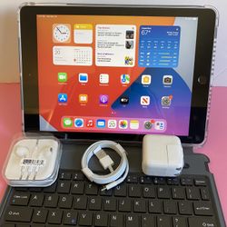 128GB Apple IPad 6th Generation (9.7” Retina / Touch ID / iOS 15/ 2018 model) With Bluetooth keyboard & Accessories (Apple Pencil Supported)