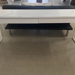 White 2 Drawer Extra Long Thin Desk / Vanity