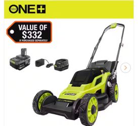 ONE+ 18V 13 in. Cordless Battery Walk Behind Push Lawn Mower with 4.0 Ah Battery and Charger