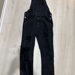 Black Distressed Overalls