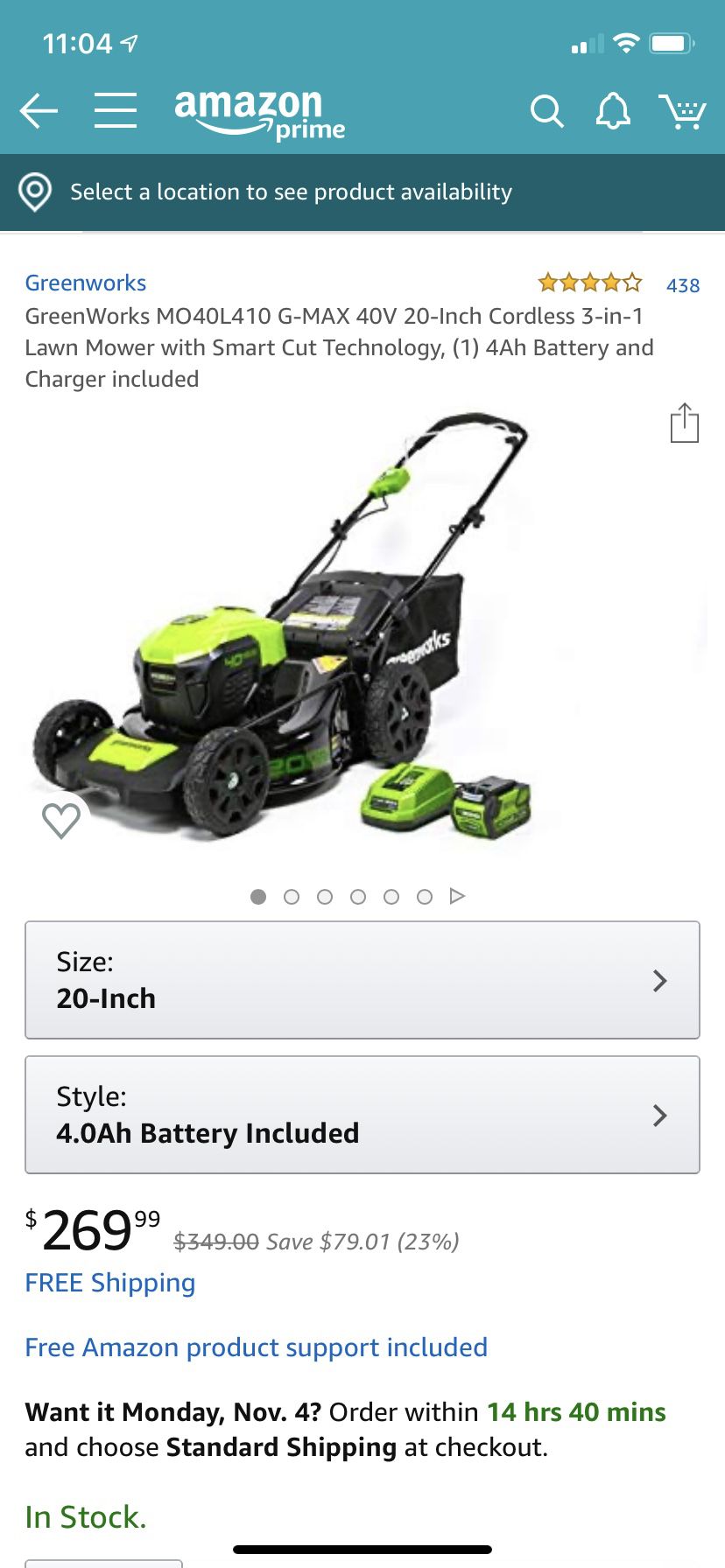 Greenworks Lawn Mower Cordless BRAND NEW IN BOX
