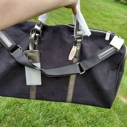 VS Black  Suede Fabric Weekender Bag With Gunmetal Accents 