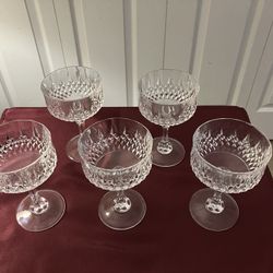 *** For sale 5 Cristal D’Arques Longchamp Dessert Glasses ***