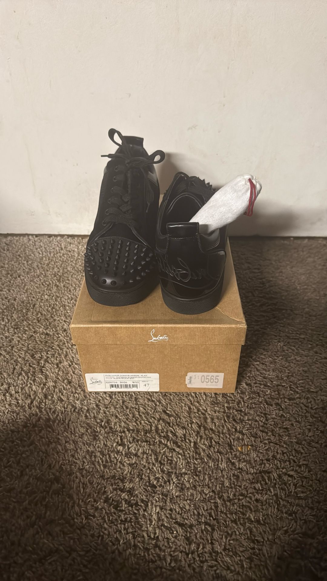 Christian Louboutin Black/ Mat Black/ Clf/ Mesh Rombini/12.5