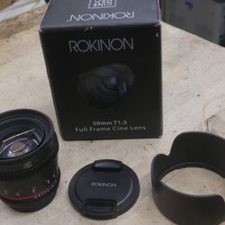 Rokinon Cine DSX50 - C  50mm T1.5 Cine Lens for Canon EF Lens #29.  used tested . in a good working order. note RIM Damaged . but it does nor affect w
