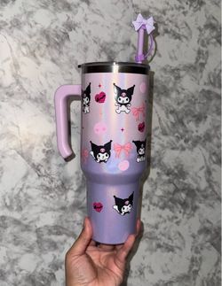 40oz ombré stainless steel with purple bow straw topper