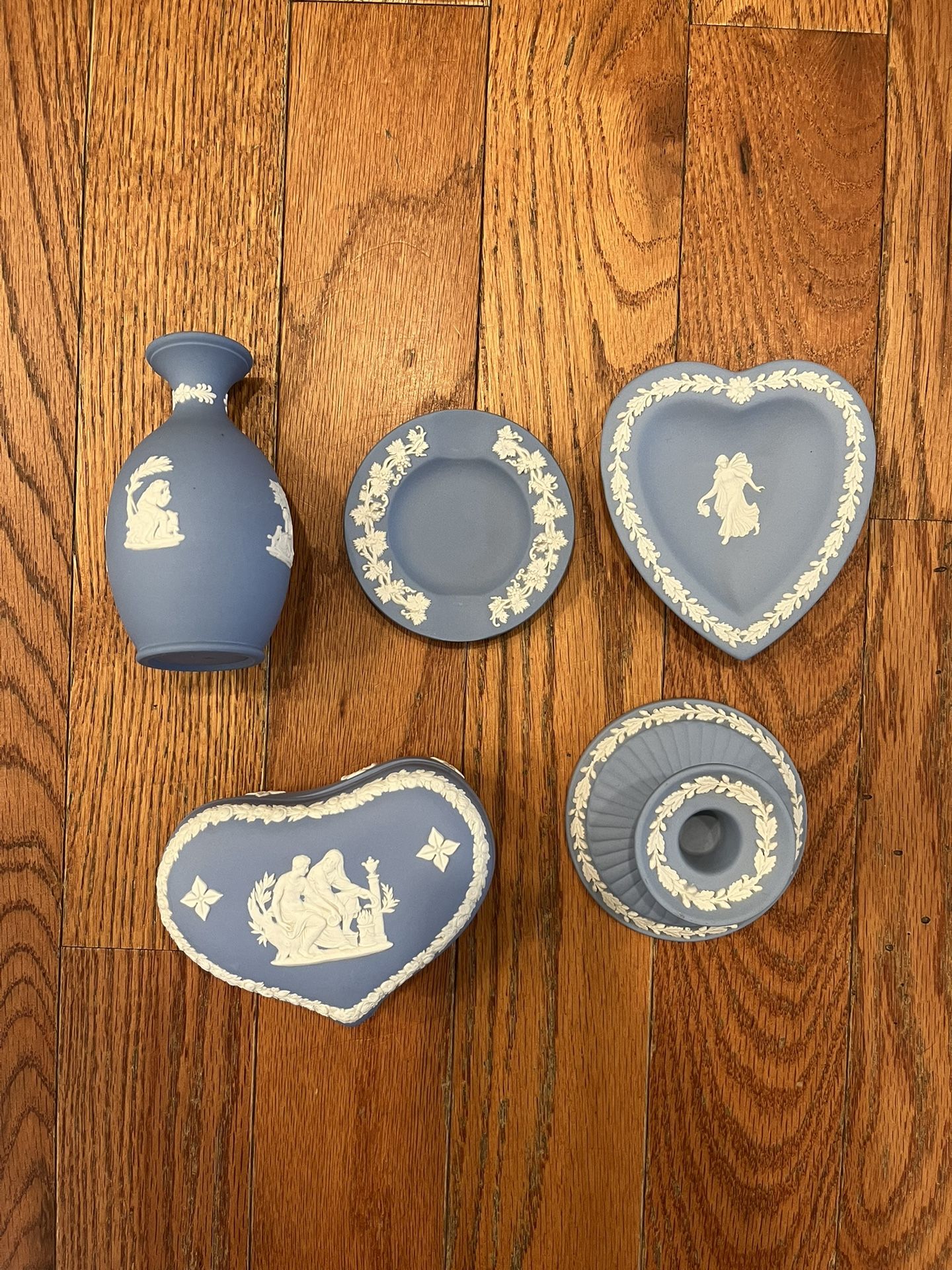 Wedgwood Jasperware Dish Trinket Box Vase Lot Blue 9 Piece Set No Cracks Mini