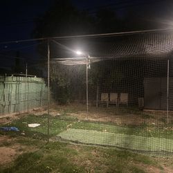 Batting Cage With Light And Pitching Machine 