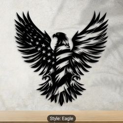 American Bald Eagle Wall Sculpture -  Metal Flag Hanging