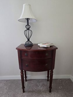 Accent table - wood, 2 drawers and screwable legs