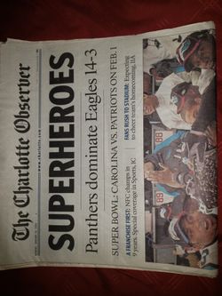 Complete Charlotte Observer Panthers 1st trip to Super Bowl + extras