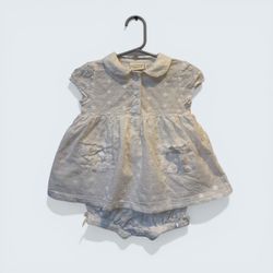 Nordstrom Baby White Eyelet Cotton Romper Dress, Size 12M, MSRP $40