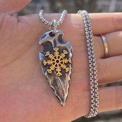 Mens Norse Viking Rune Vegvisir Compass Pendant Necklace Stainless Steel