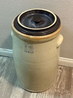 Antique 12 Gallon Stoneware Crock with Lid