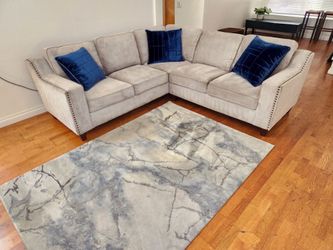 Ashley Furniture Light Gray Sectional + Rug
