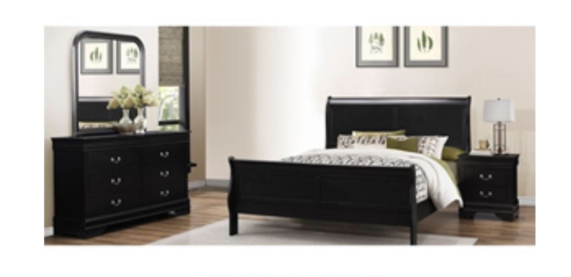 Modern Queen Size Black Complete Bedroom Set