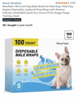 Wowflash 100ct dog belly bands for male dogs - small