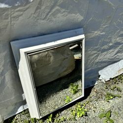 White Frame Mirror Medicine Cabinet 