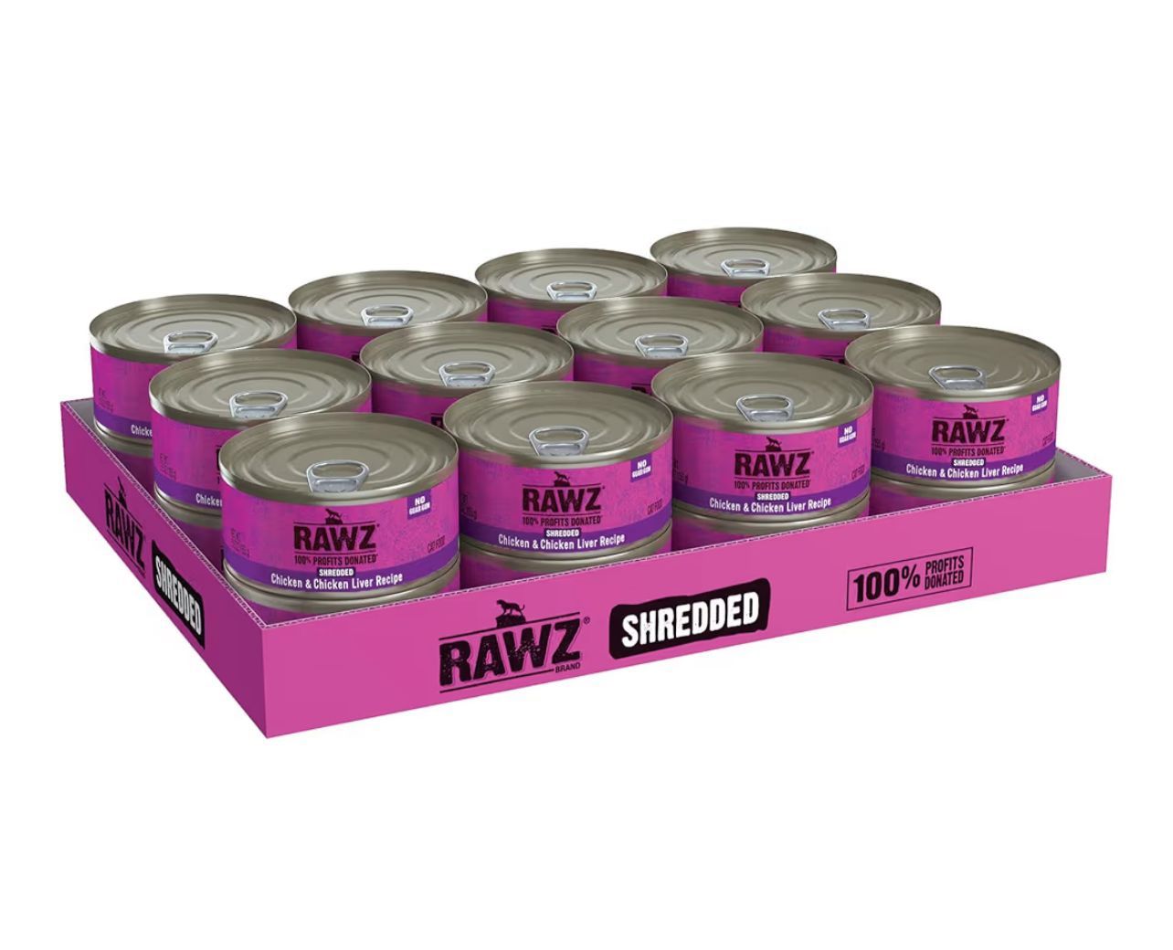 RAWZ Shredded Canned Cat Food – Chicken & Chicken Liver, 5.5 oz, Pack of 24