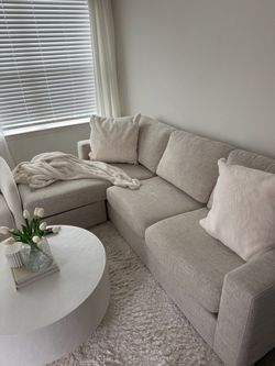 Light Gray Fabric Sectional Sofa with Chaise