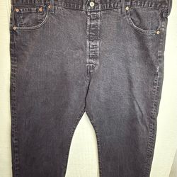 Vintage Levi’s 501 Jeans Black Denim 90s Made In USA 42x26 Button Fly
