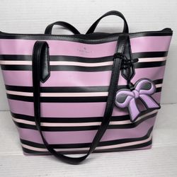 Kate Spade New York Cassy Ottoman Stripe Tote Bag in Pink Multi