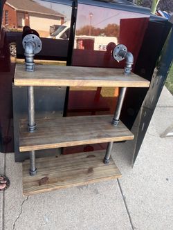 Industrial Pipe and Wood 3-Tier Shelf