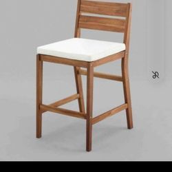 Acacia Wood Counter Stools, Set of 2 - Brown -